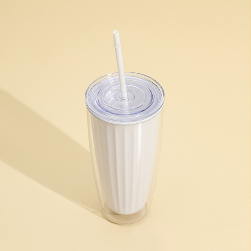 [Customized] Double-layer cup with straw 720ml